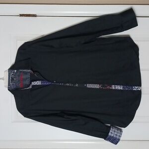 Robert Graham Black Long Sleeve Button Up with Botanical Abstract Detail Size XL